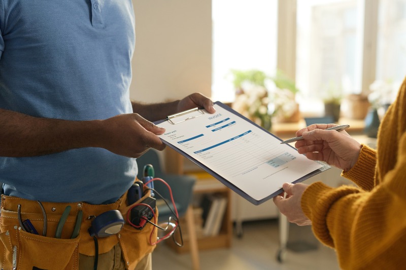 Technician shares HVAC service invoice and warranty coverage in Volusia and Flagler Counties